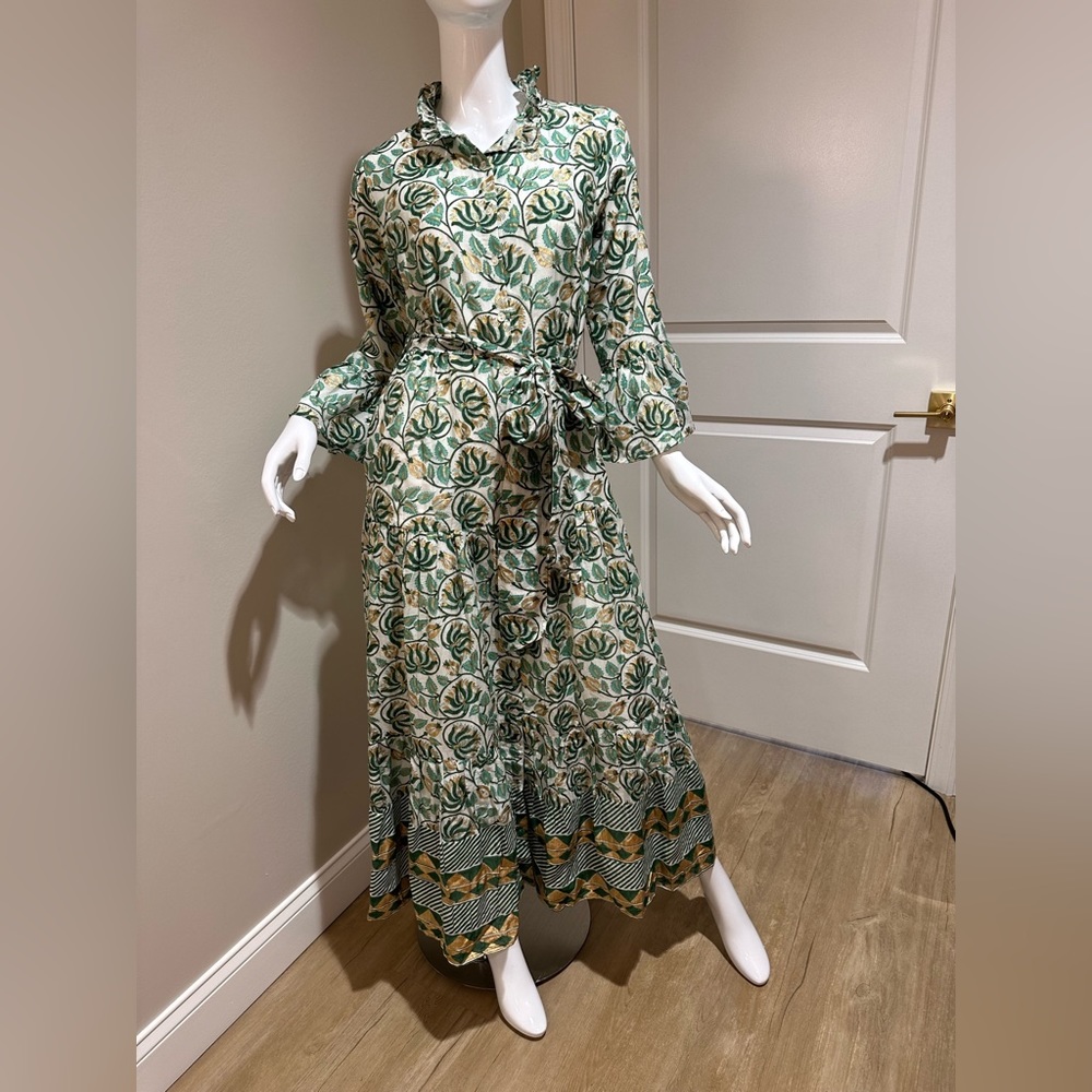 NWT Small Oliphant Ruffle Collar Bell Maxi Dress